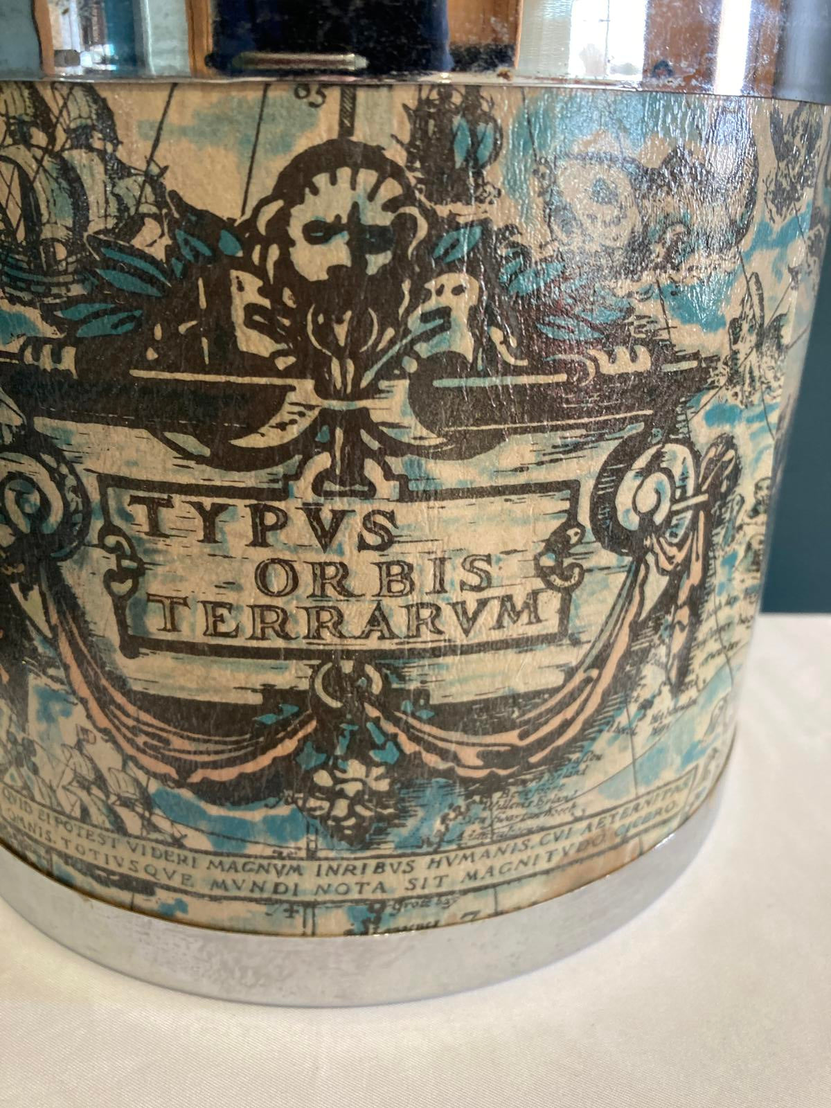 Vintage Ice Bucket Barware Antique Old World Map Design