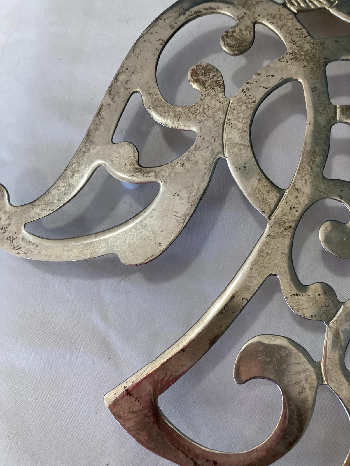 Vintage Silverplate Angel Wall Trivets Pair Mid Century Style