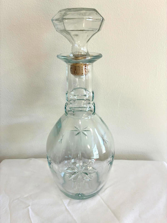 Vintage Cut Glass Decanter with Stopper Starburst Pattern Vintage Finds