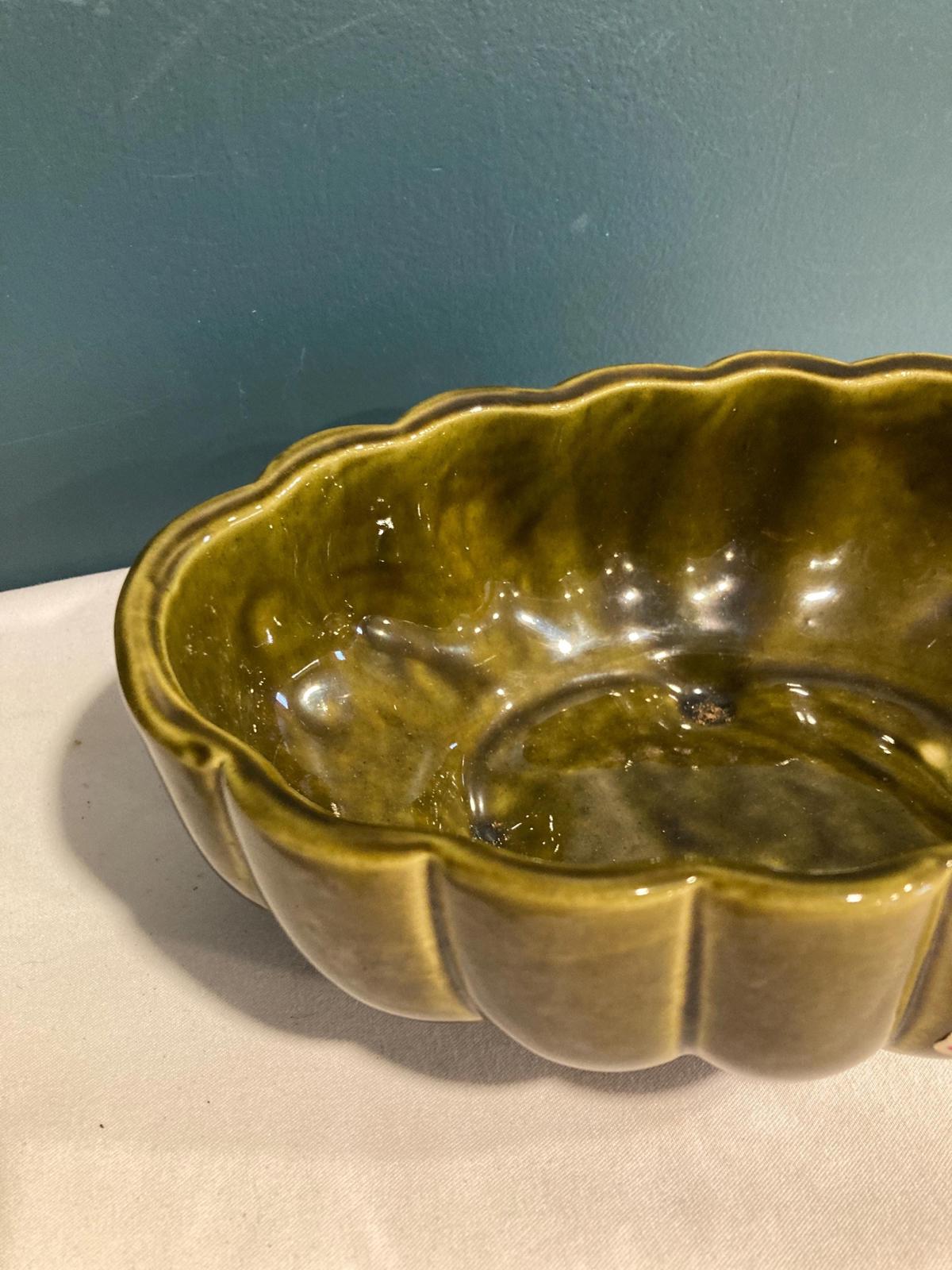 Vintage McCoy Olive Green Footed Planter – Made in USA
