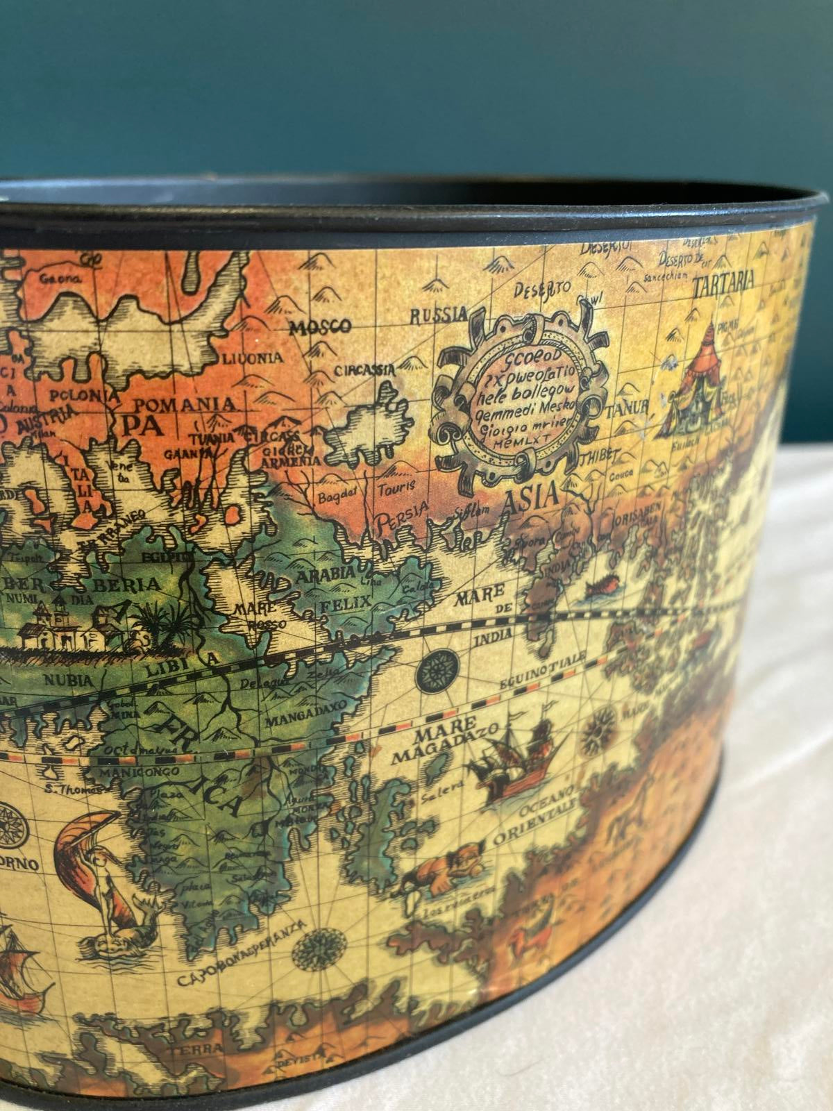 Vintage Toleware Small Oval Map Cachepot