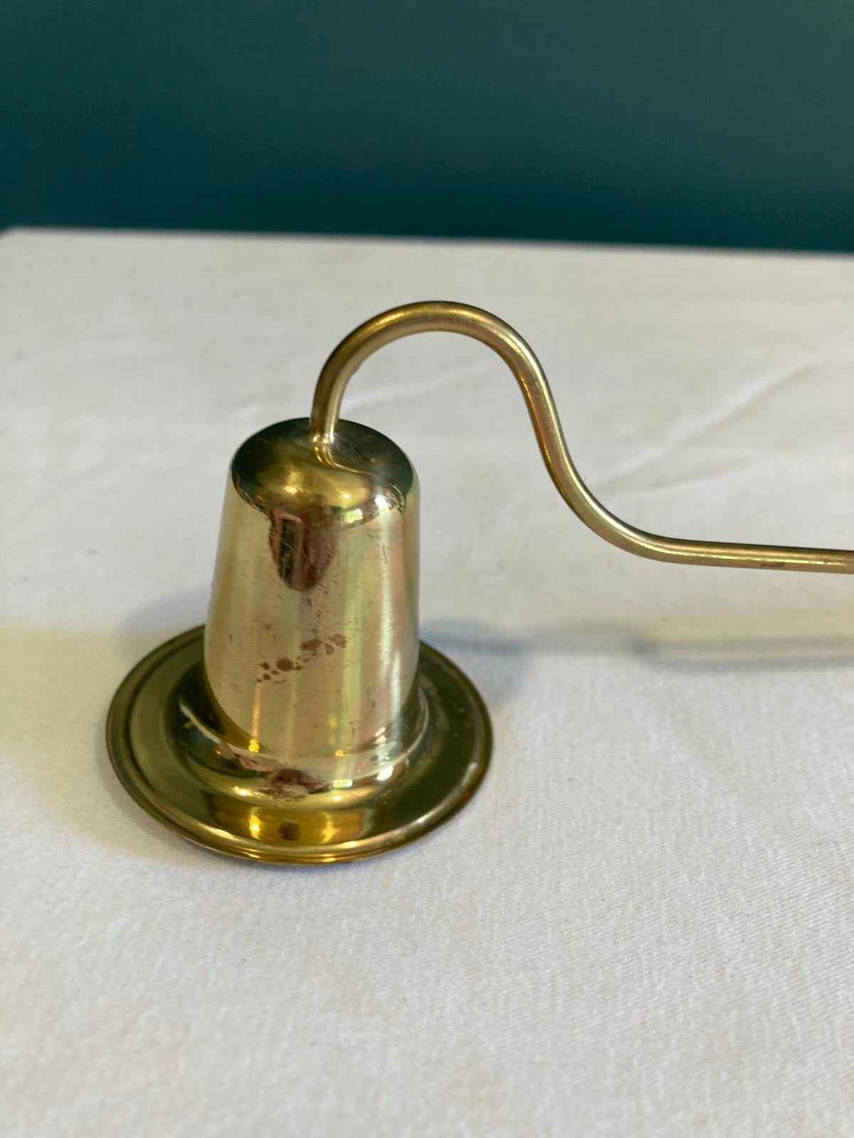 Vintage Brass Candle Snuffer with Turned Wood Handle