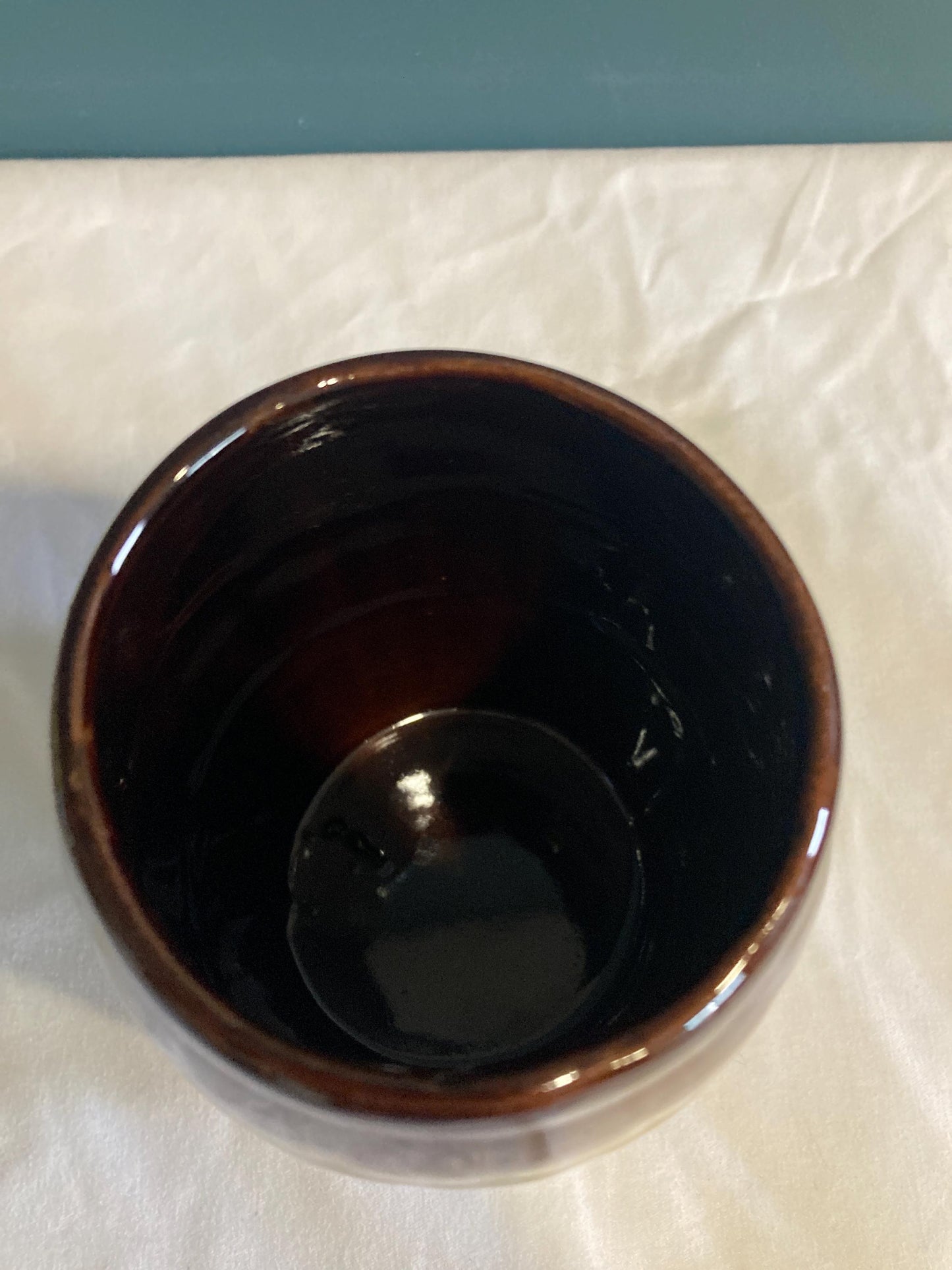 Vintage Ceramic Ombré Brown Vase or Utensil Holder