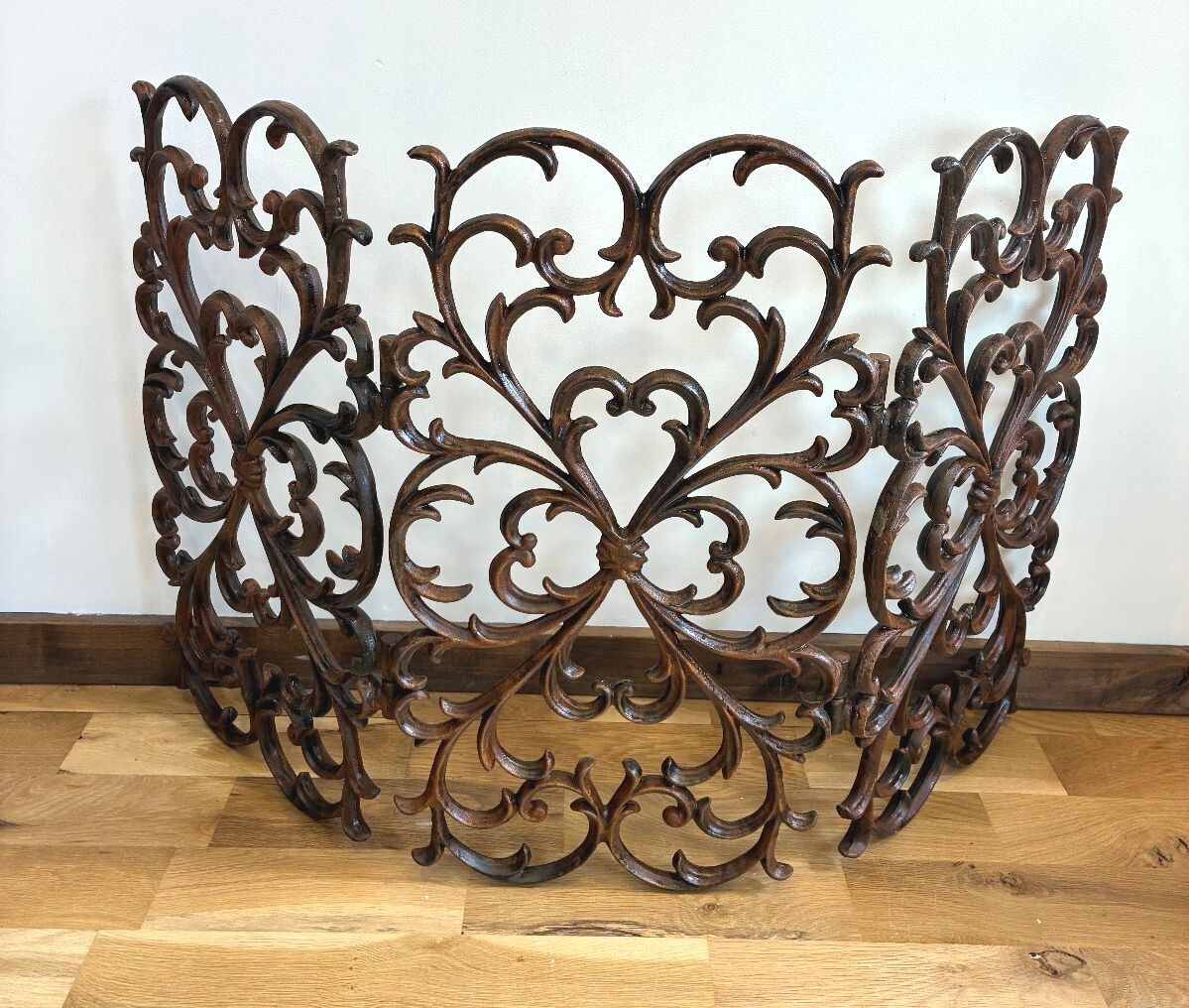 Vintage Large Cast Iron Fireplace Screen Ornate Scrollwork