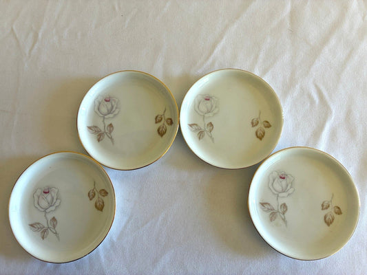 Set of 4 Haviland Sweetheart Rose Butter or Jelly Dishes Gold Trim