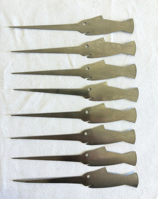 Vintage Swordfish Metal Cocktail Skewers, Set of 8