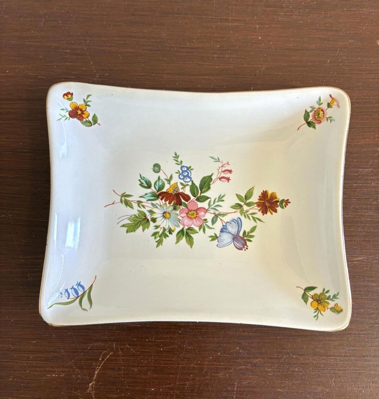 Vintage Floral Porcelain Soap Dish - Hand-Painted Tray