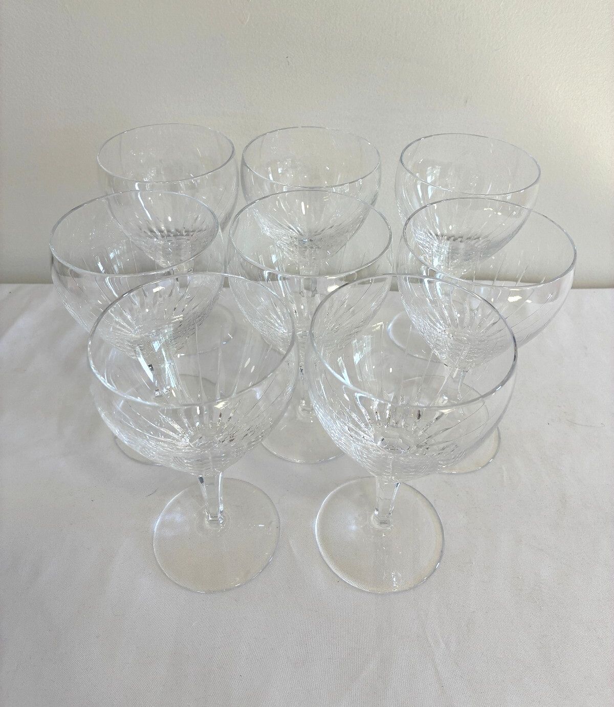 Vintage Josair Germany Crystal Water Glasses Set of 8 Elegant Stemware