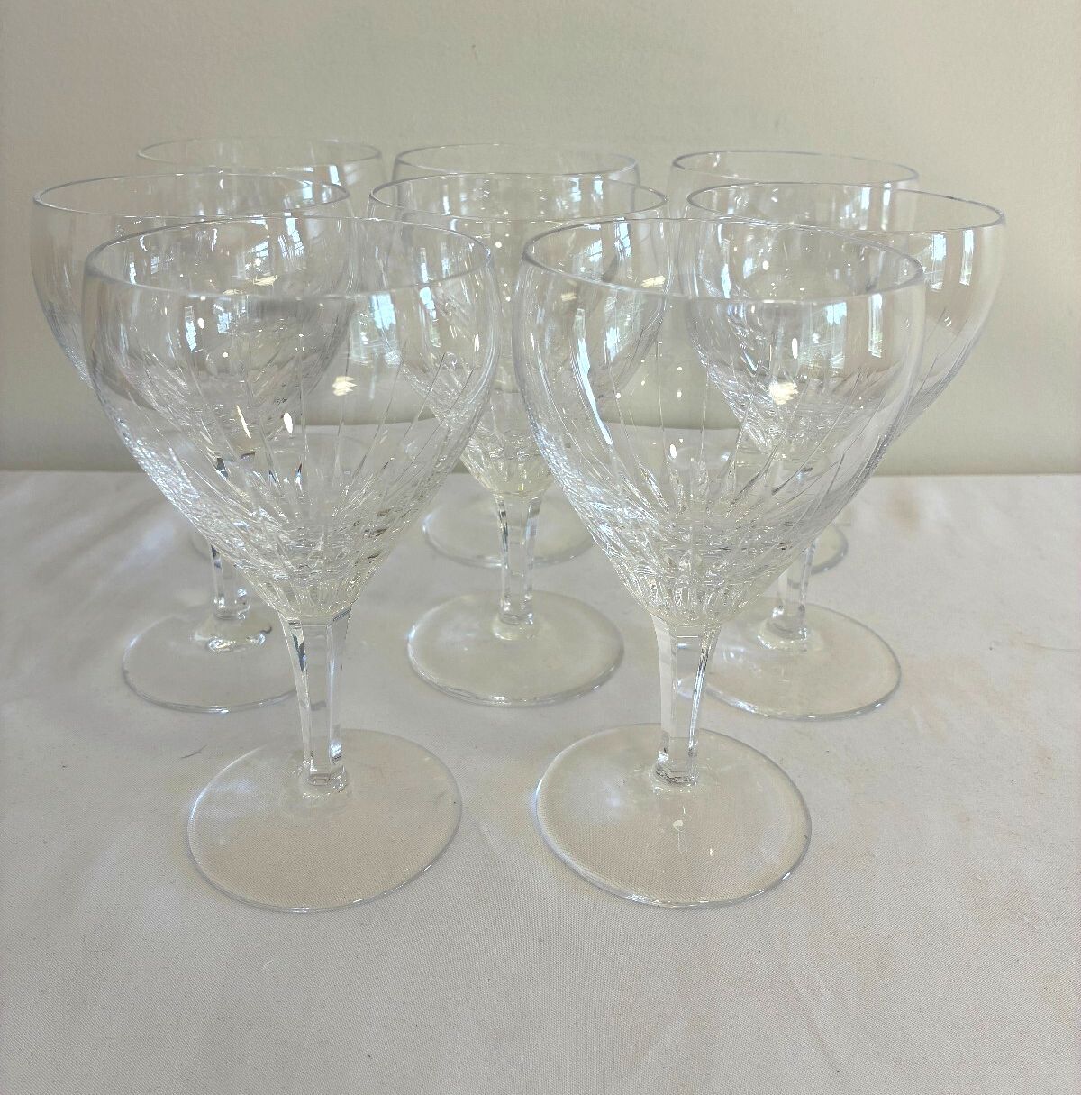 Vintage Josair Germany Crystal Water Glasses Set of 8 Elegant Stemware