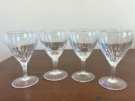 4 Vintage Josair Crystal Wine Glasses Cut Elegant Crystal Stemware Goblets