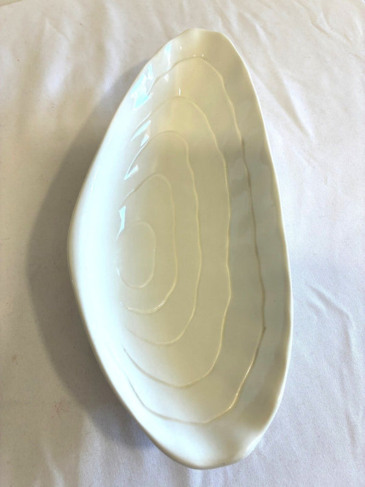 Vintage Este Ceramiche Italy White Oyster Shaped Dish | Italian Pottery
