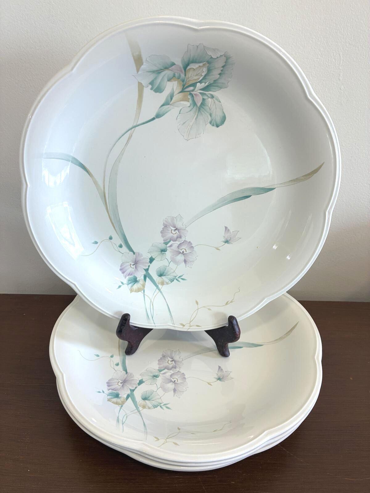 Vintage Mikasa Rondo Set of 5 Scalloped Plates - Iris Butterfly Floral China