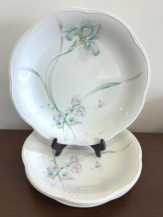 Vintage Mikasa Rondo Set of 5 Scalloped Plates - Iris Butterfly Floral China