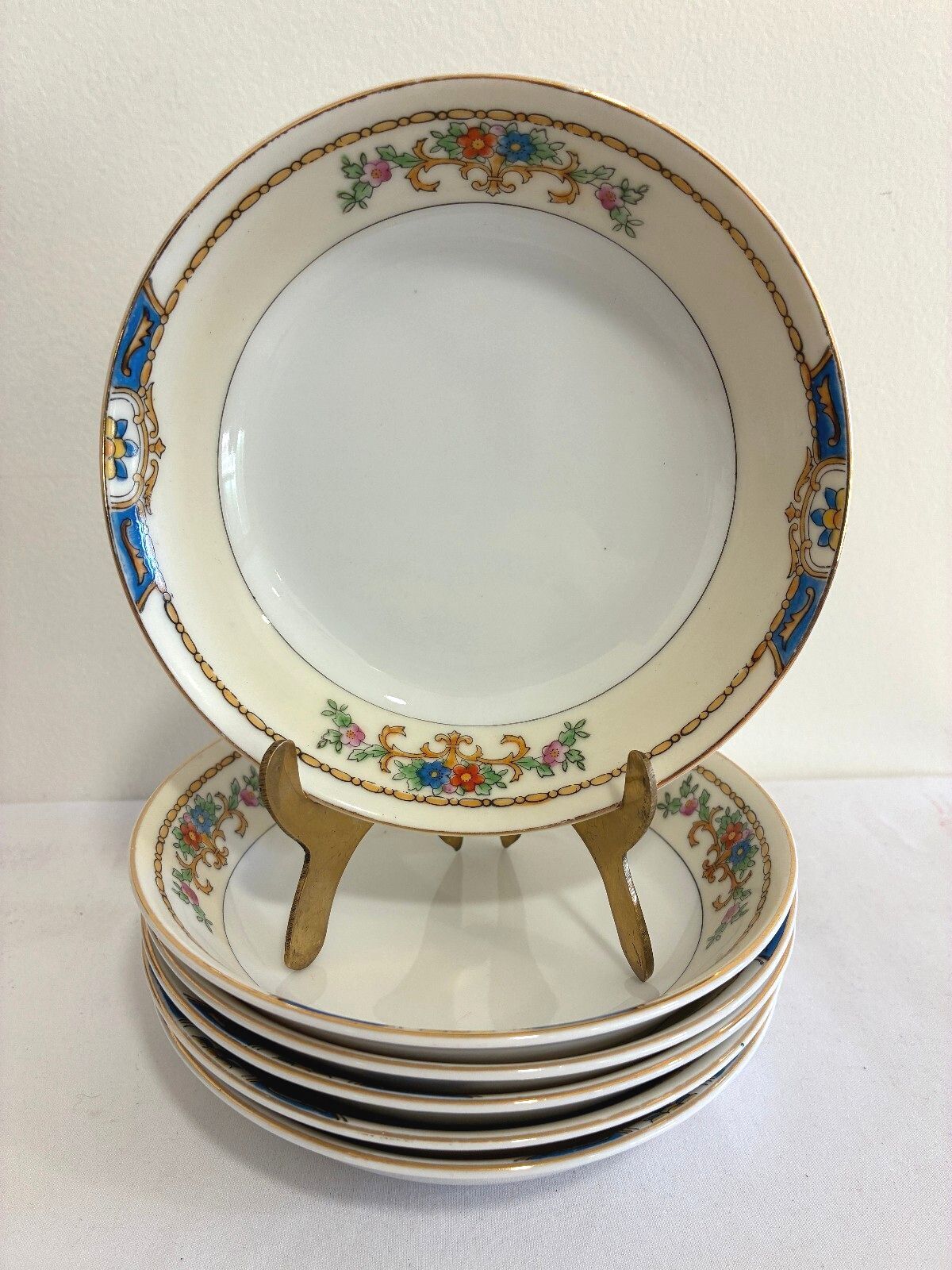 Vintage Meito Warren Bowls, Set of 6, Hand Painted Dessert Bowls, Japan