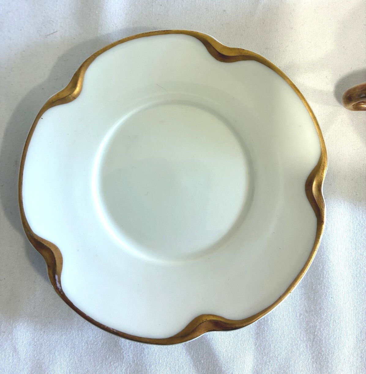 Antique Haviland & Co Gold Rim Bouillon Cups & Saucers Set of 9 French Porcelain