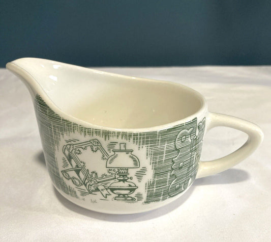 Vintage Royal China Old Curiosity Shop Creamer, Green Transferware Cream Pitcher, Mid Century Kitchen, Cottage Decor, Vintage Finds