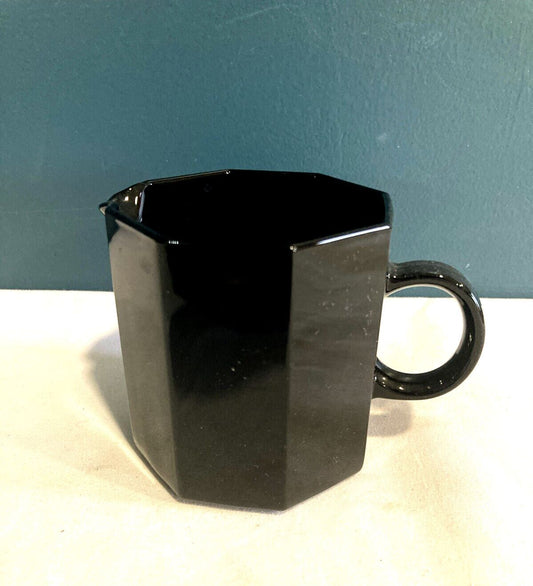 Vintage Arcoroc Black Ceramic Creamer 8 Sided Made in France