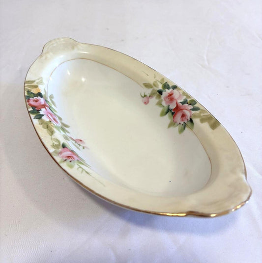 Vintage Noritake Nippon Pink Rose Vegetable Bowl, Hand Painted Floral Serving Bowl, Antique Japanese Porcelain, Vintage Finds