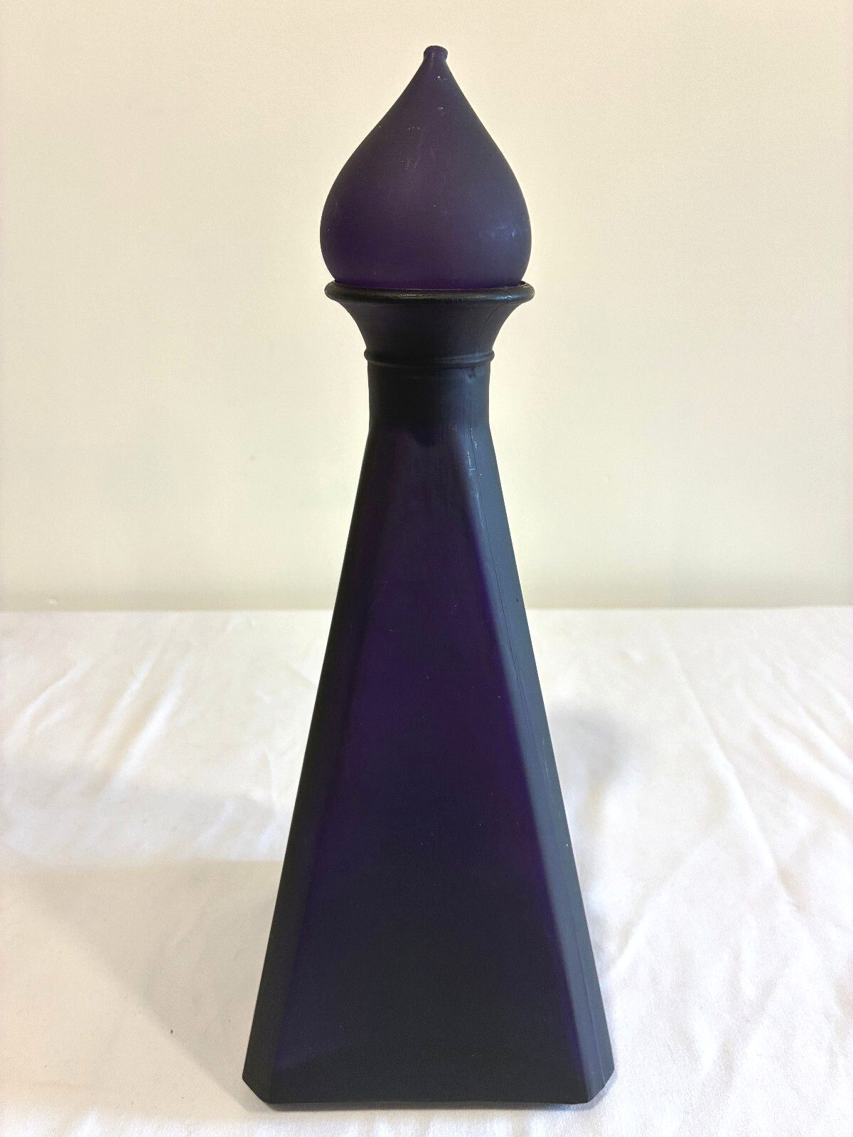 Vintage Amethyst Glass Pyramid Shaped Decanter With Stopper