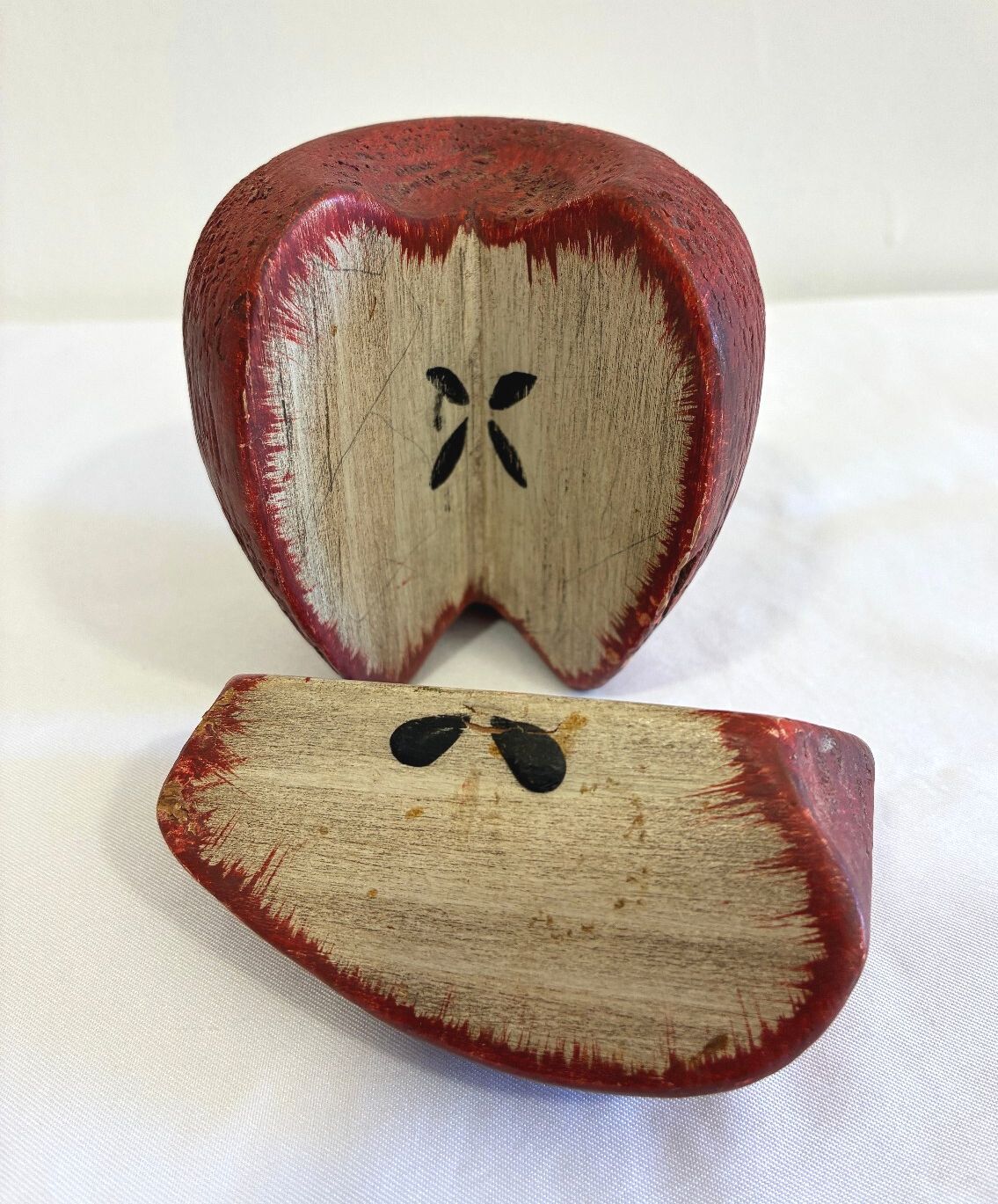 Signed Chris Colby Carved Wood Apple Sculpture | Folk Art Made in Maine