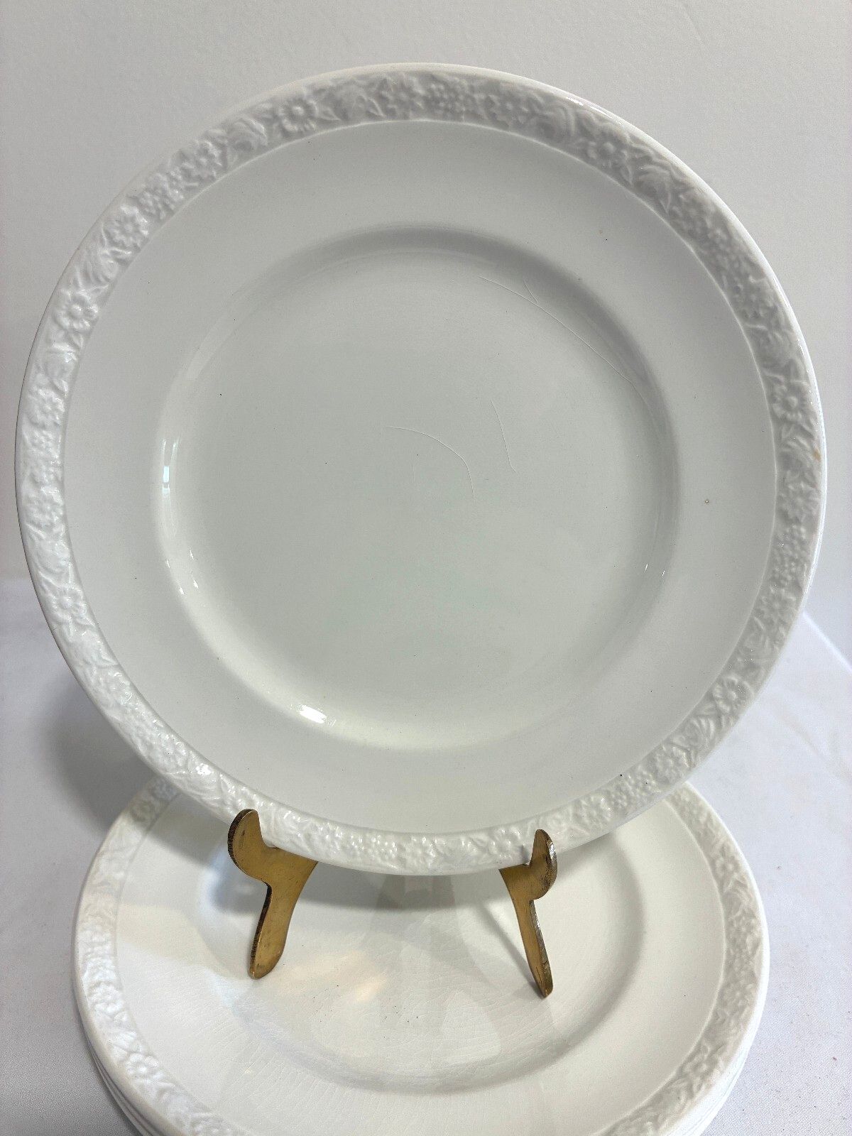 Vintage Wedgwood 7" Plates Set of 4, Embossed Floral Rim, England