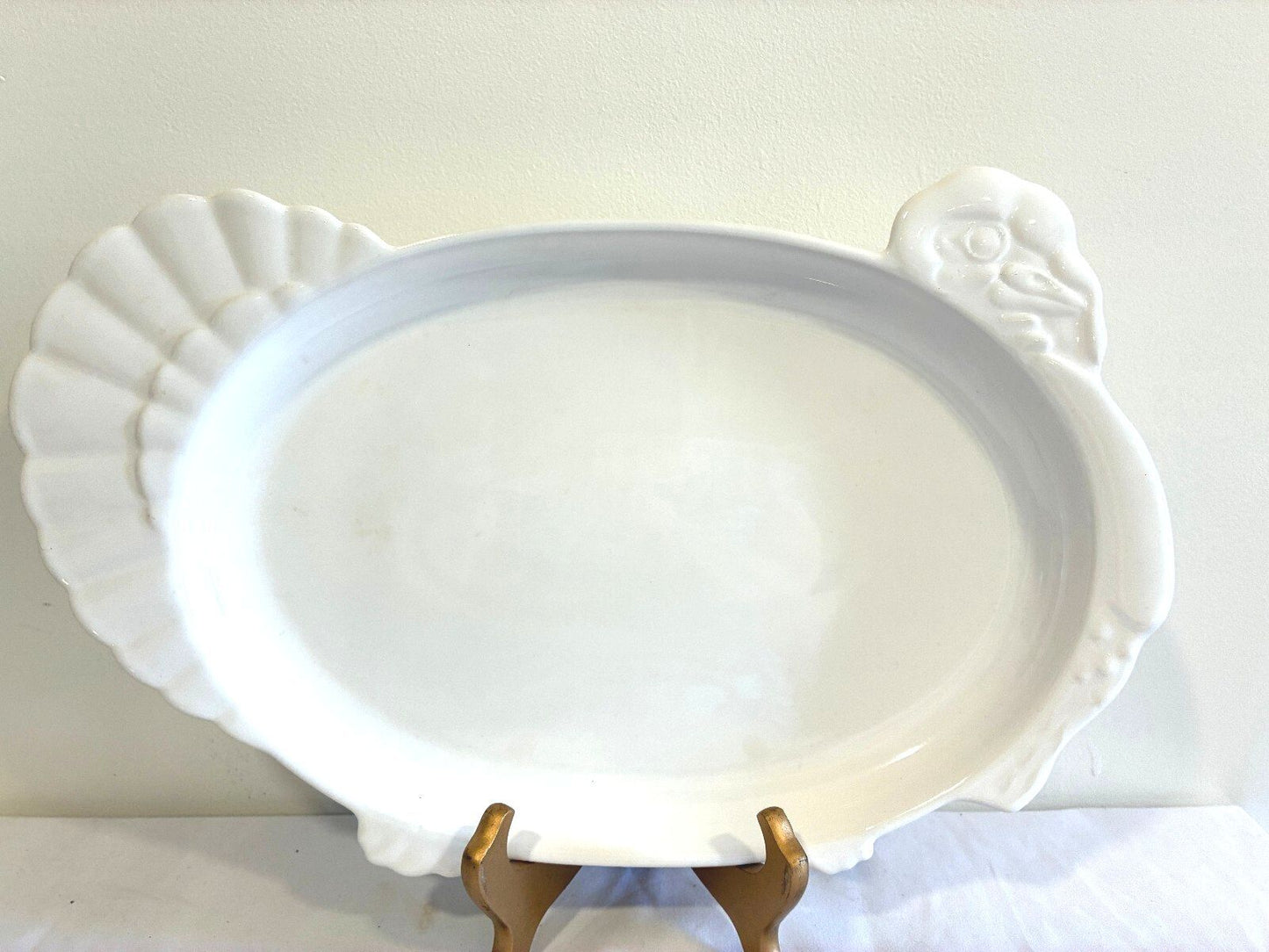 Vintage Pfaltzgraff White Turkey Platter | Figural Turkey Shaped Serving Dish |