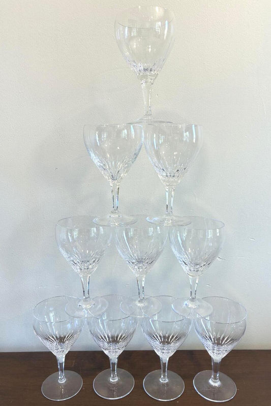 Vintage Josair Germany Crystal Water Glasses Set of 10 Elegant Stemware