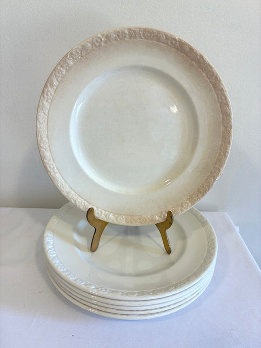 Vintage Wedgwood 7" Plates Set of 6, Embossed Floral Rim, England