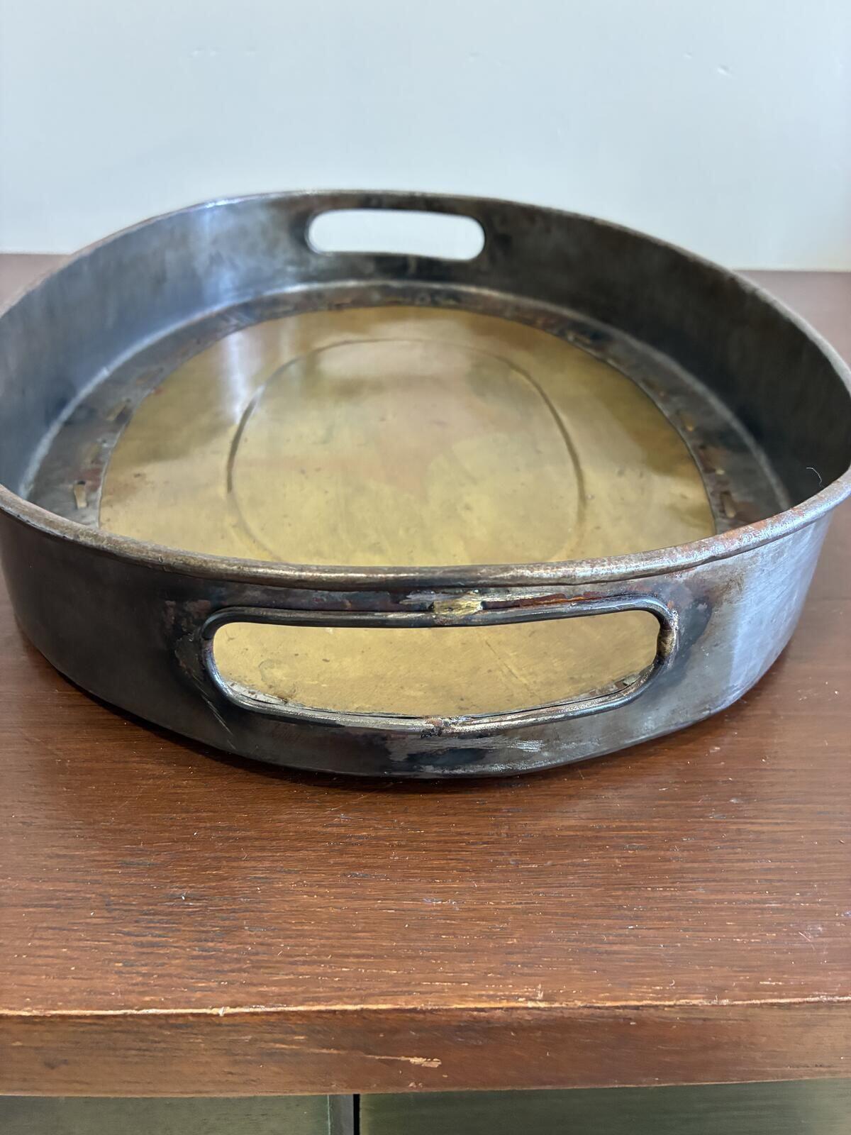 Vintage Brass Oval Serving Tray, Rustic Farmhouse Metal Tray, Hollywood Regency