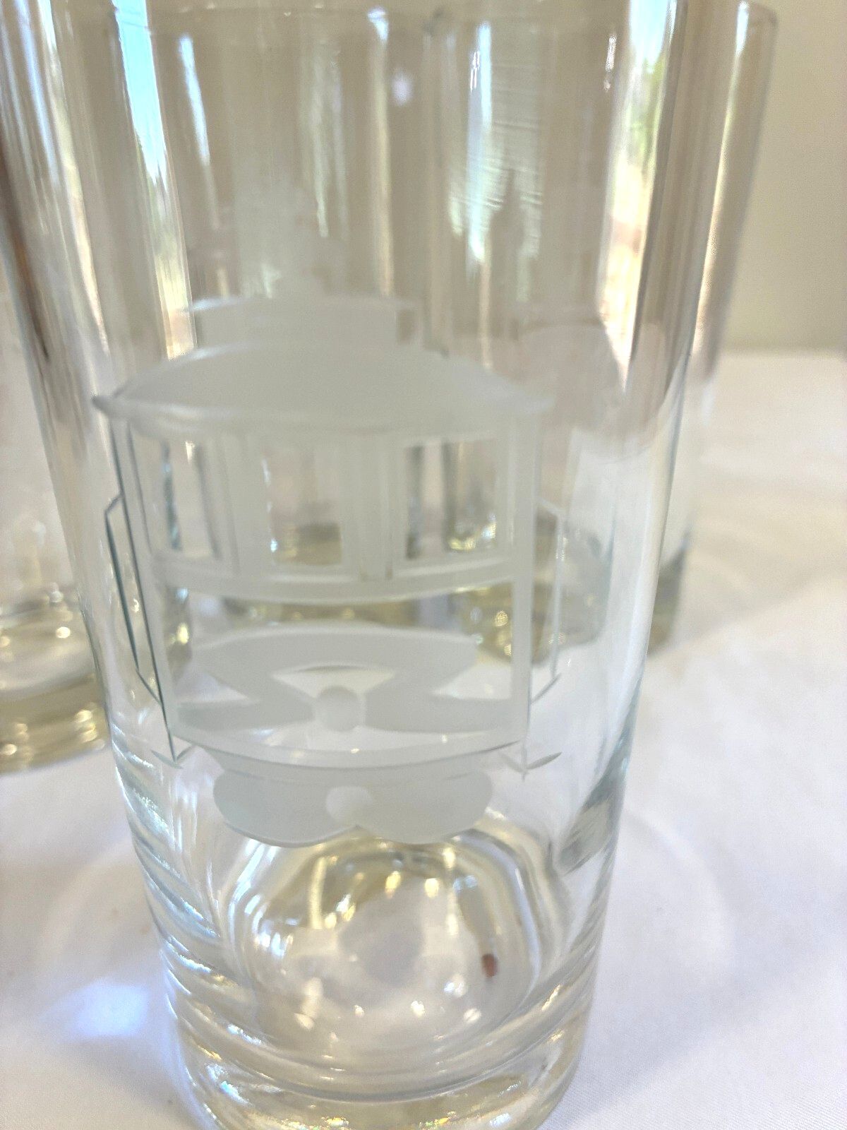 Vintage Etched Streetcar Glasses Set of 4 | Mid Century Barware