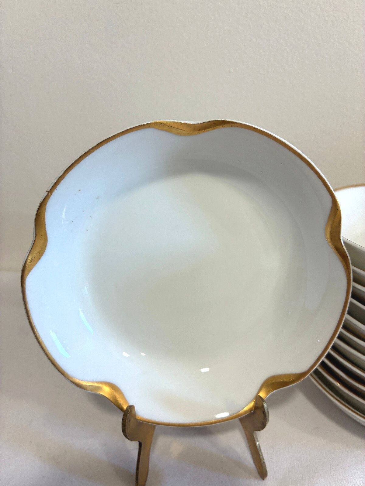 Antique Haviland Limoges Gold Rim Bowls Set of 12 | Scalloped French Porcelain