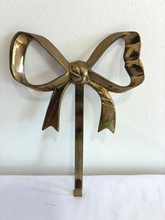 Vintage Solid Brass Bow Wall Hook | Ribbon Bow Hook Decor