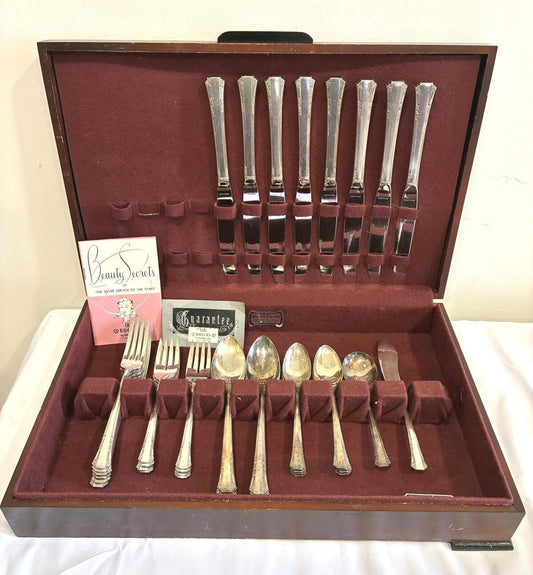 Vintage 1881 Rogers Silverplate Flatware Set with Box,Set of 40,