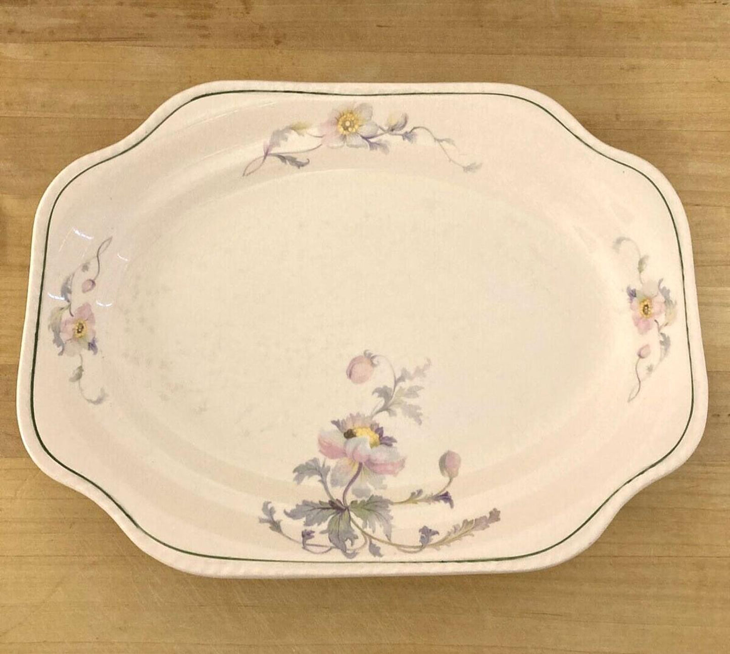 Vintage Steubenville Rose Dawn Rectangular Pink Floral Platter
