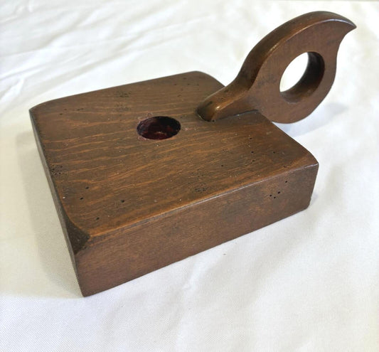 Vintage Wooden Chamberstick Candle Holder Primitive Wood Candlestick Rustic Farmhouse Decor