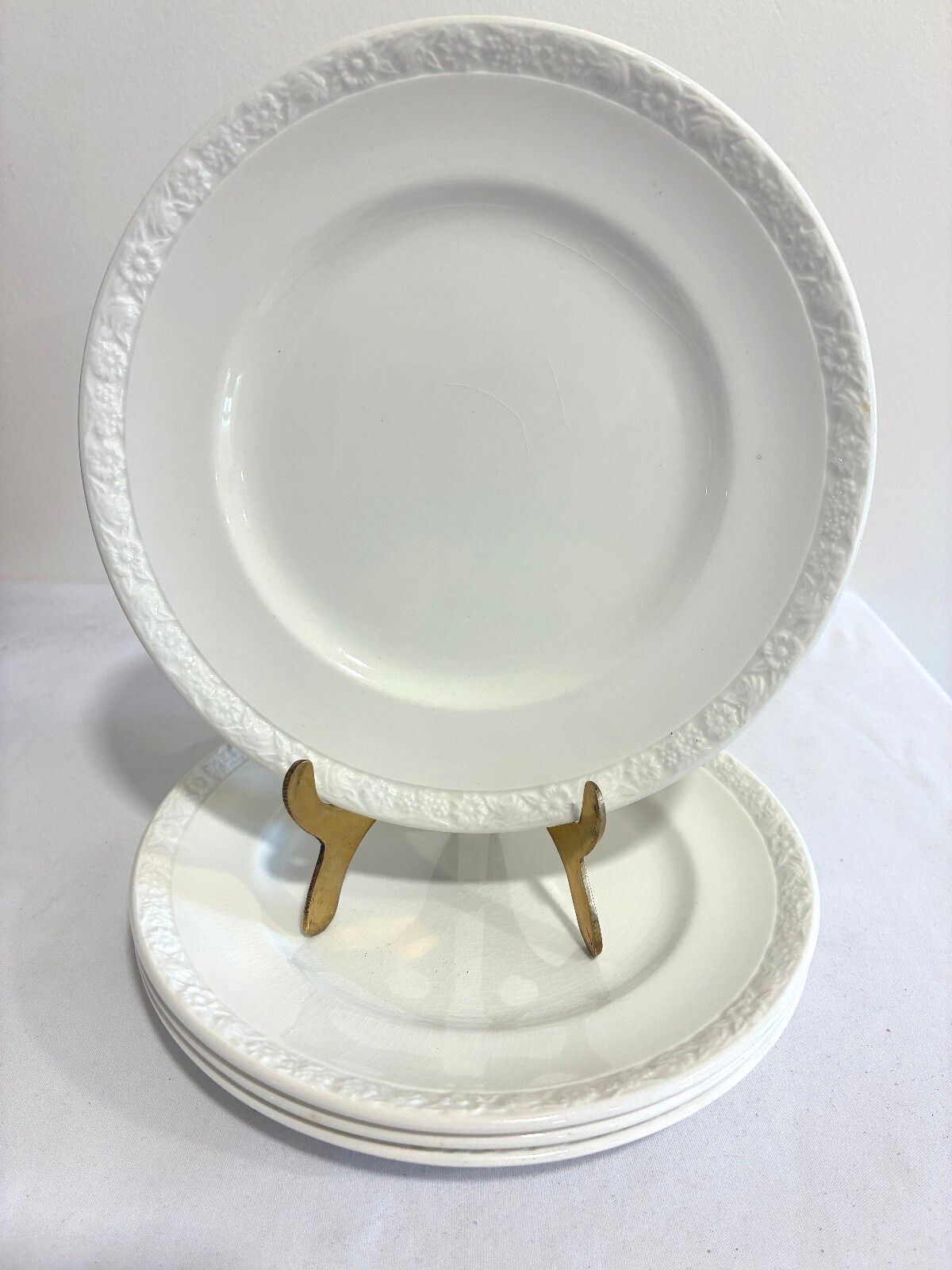 Vintage Wedgwood 7" Plates Set of 4, Embossed Floral Rim, England