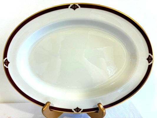 Vintage Pickard Ensemble Burgundy Oval Serving Platter, Made in USA