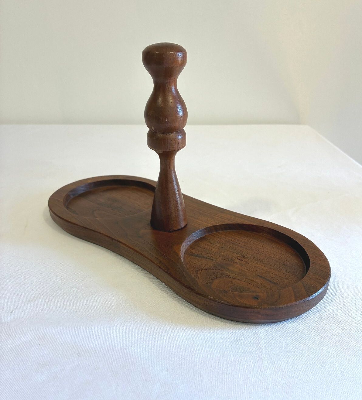 Vintage Ozark Walnutware Solid Walnut Condiment Caddy | Mid Century Wood Holder
