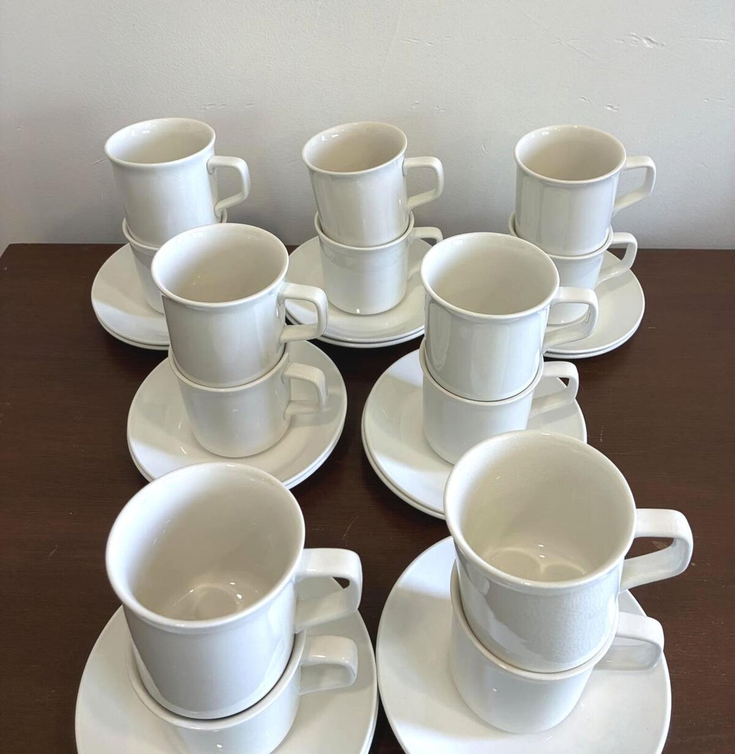 Vintage Johnson Brothers England Tivoli White Ironstone Cups & Saucers Set of 14