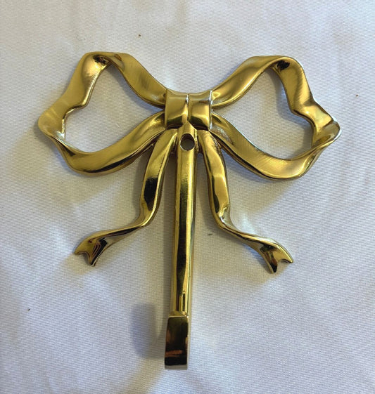 Vintage Brass Bow Wall Hook | Ribbon Wall Hanger | Traditional Brass Decor