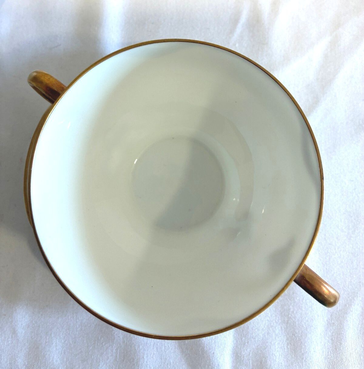 Antique Haviland & Co Gold Rim Bouillon Cups & Saucers Set of 9 French Porcelain