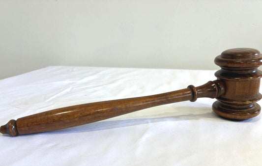 Vintage Wooden Judge's Gavel Hand Turned Wood Auctioneer Gavel Courtroom Decor