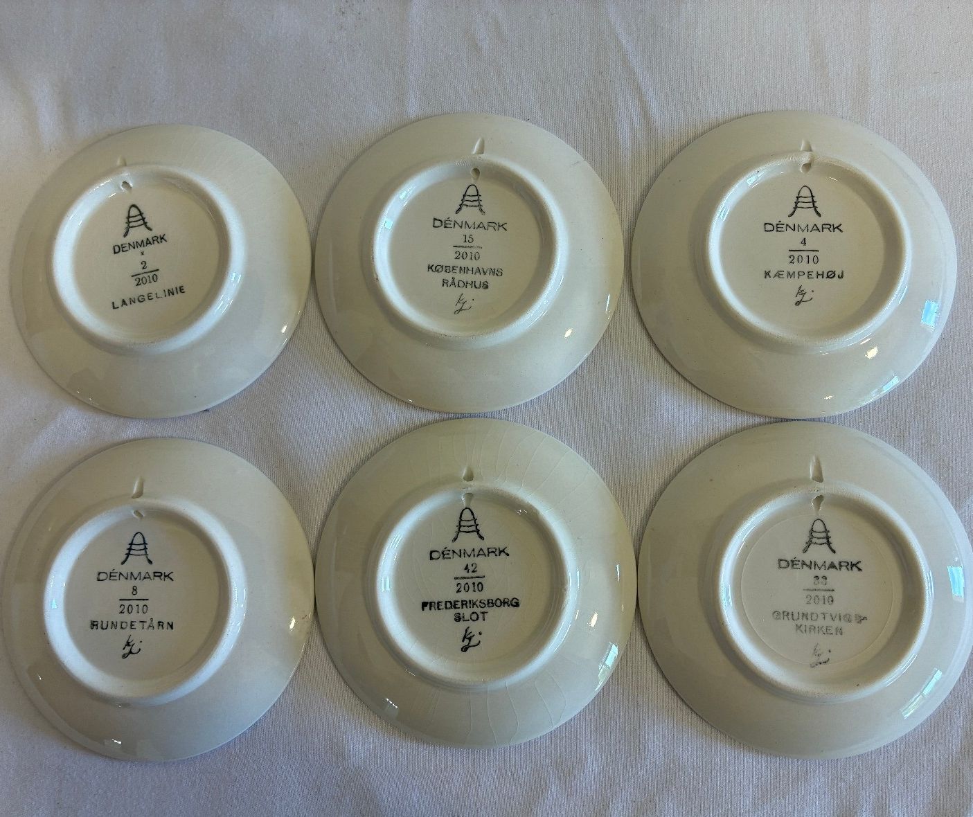 Vintage Danish Blue & White Mini Plates, Set of 6 Copenhagen Landmarks