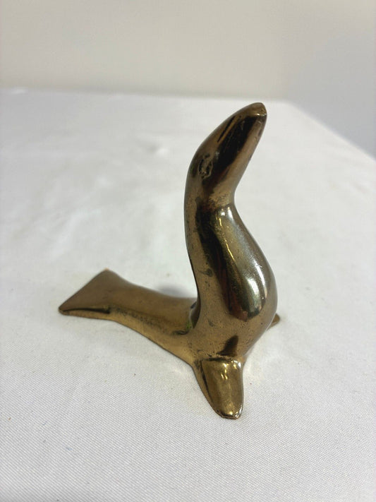 Vintage Brass Seal Figurine, Mid Century Style Brass, Nautical Coastal Decor