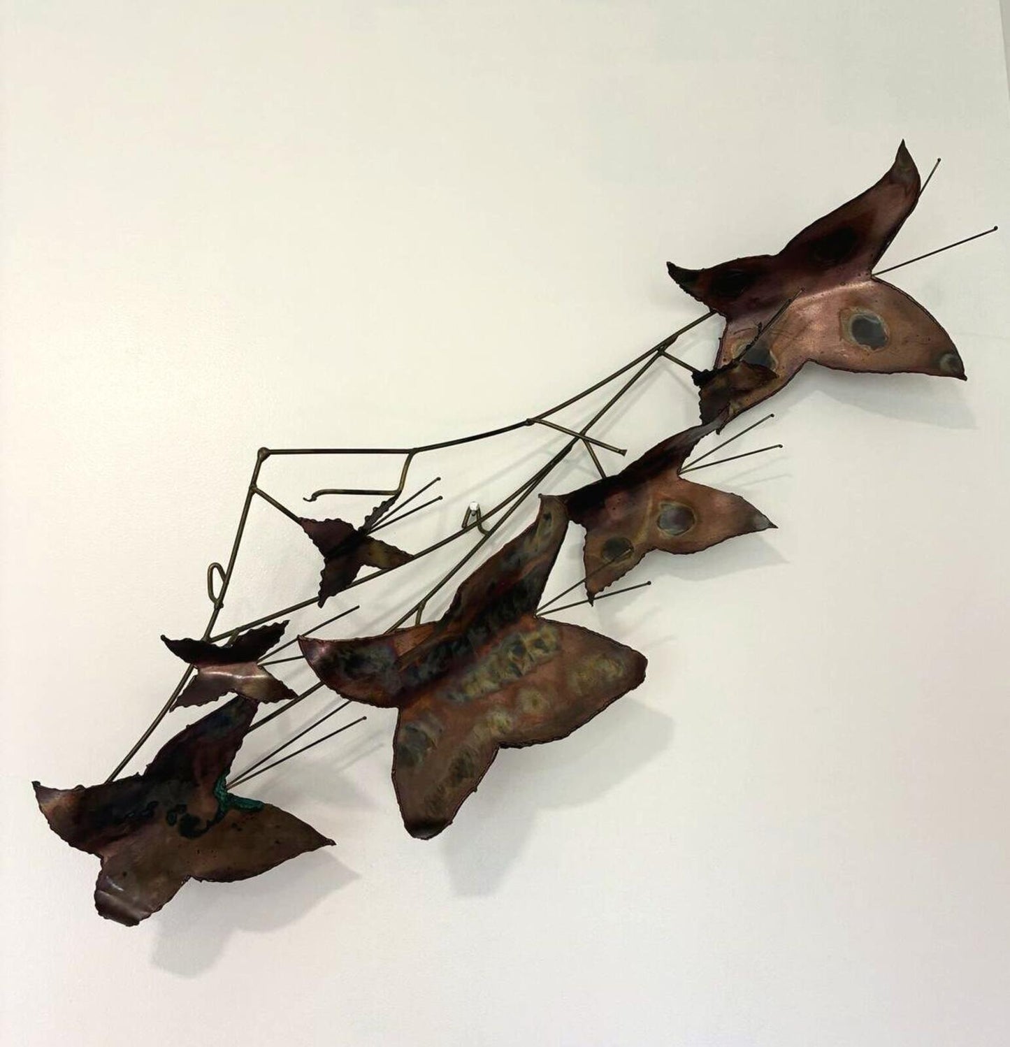 Vintage Copper Butterfly Wall Sculpture | Mid Century Modern Metal Wall Art