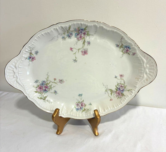 Vintage Theodore Haviland Annette Oval Platter, Pink Floral Porcelain Dish