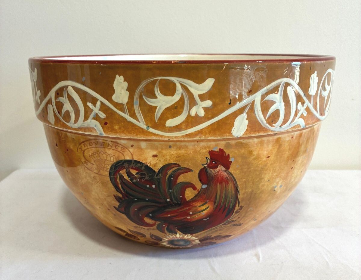 Certified International "Golden Rooster" Large Mixing Bowl by Geoffrey Allen